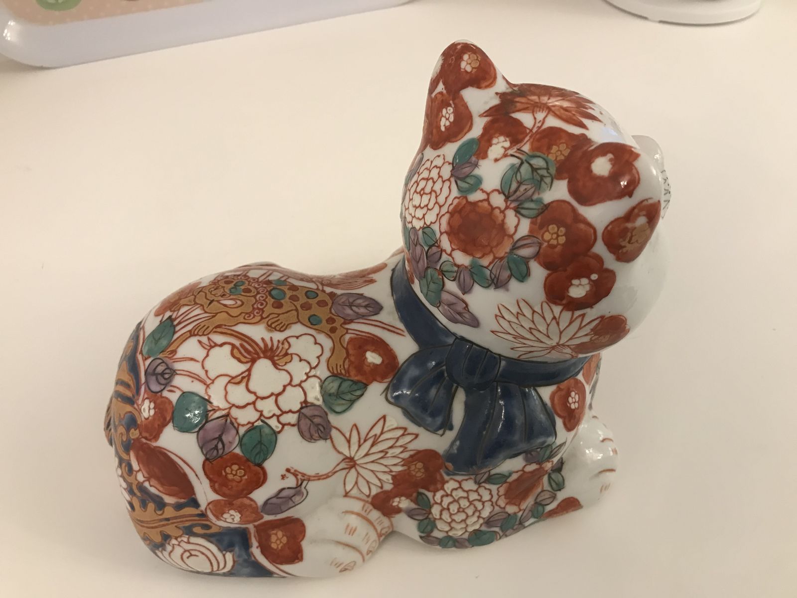 Antique Japanese Hand Painted Imari Signed Porcelain Cat . photo buy