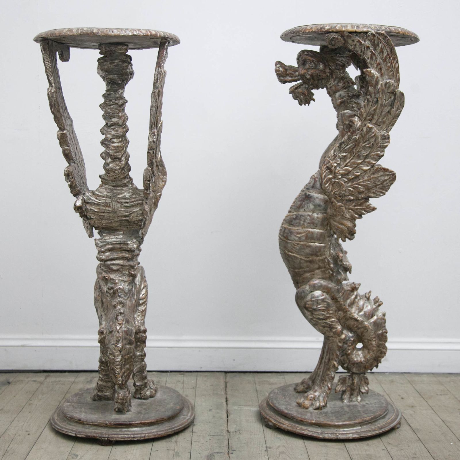 A Pair Of 19th C Carved Torcheres In The Form Of Winged Dragons Carved Torcheres photo Home Decor