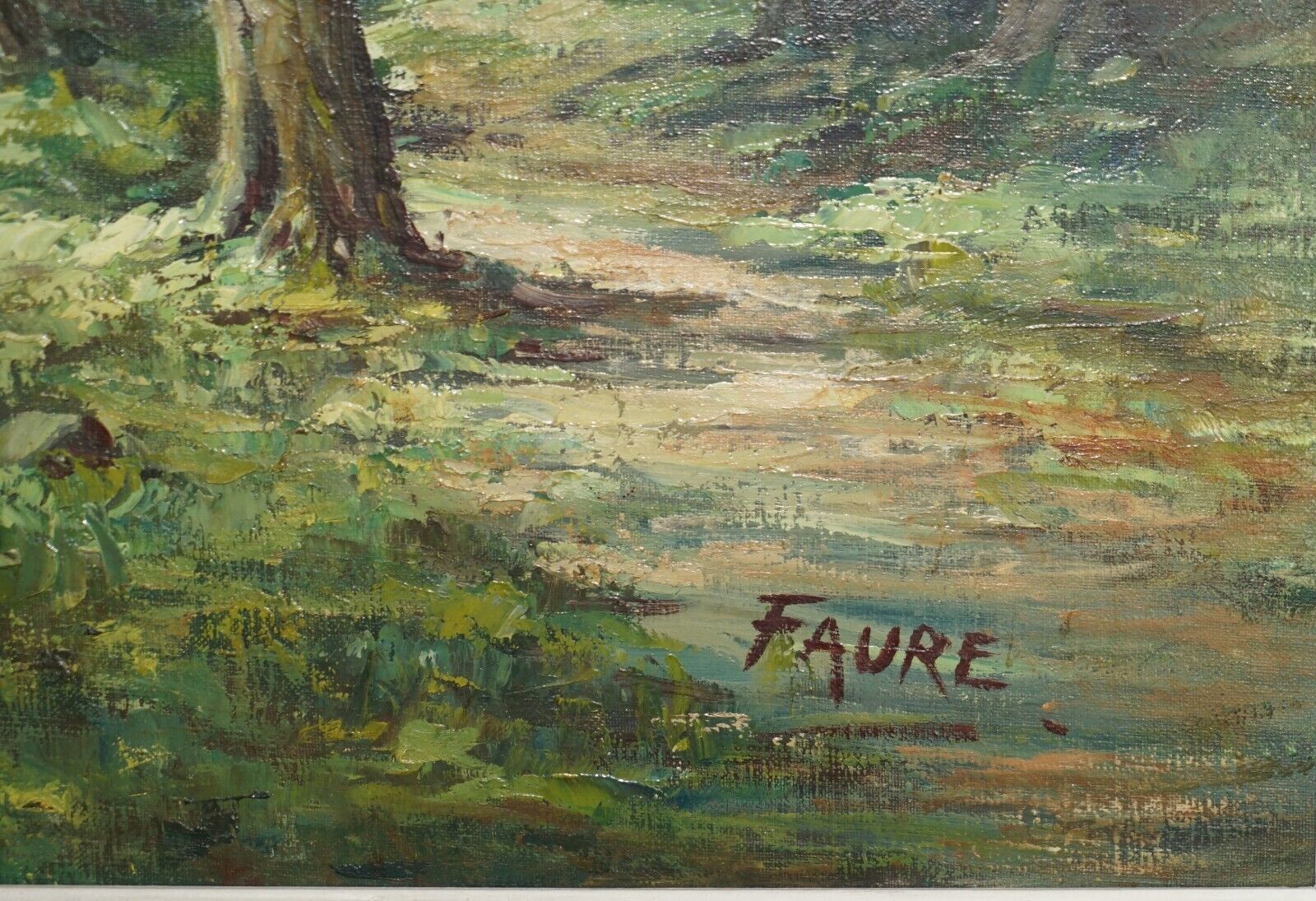 Art Antique Flemish Oil Painting Signed Faure Van Overbroek Circa 1880 Rural Scene photo