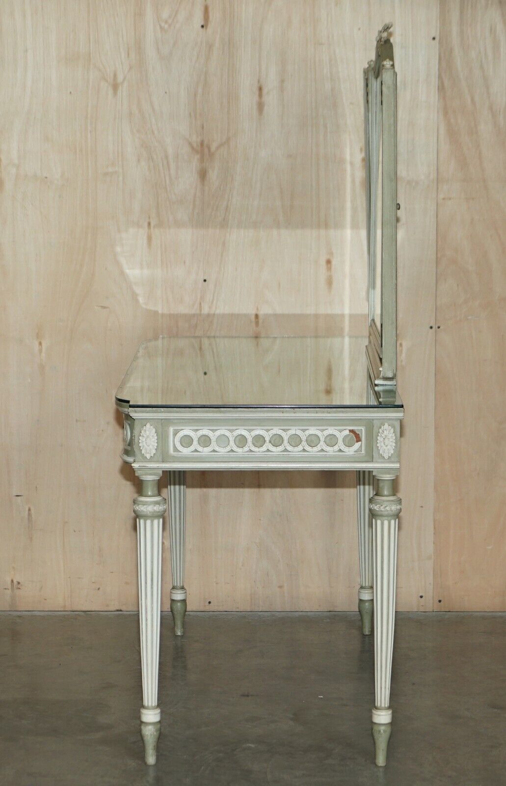 3750.0 Antique Stamped Mellier & Co Anglo French Shabby Chic Dressing Table Part Set photo