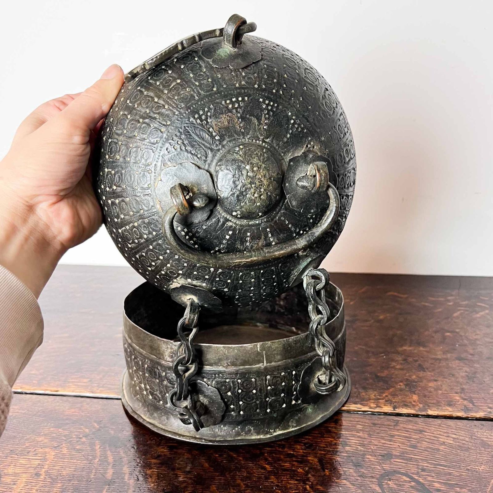 photo for sale Antique Indian Metal Pandan Betel Box