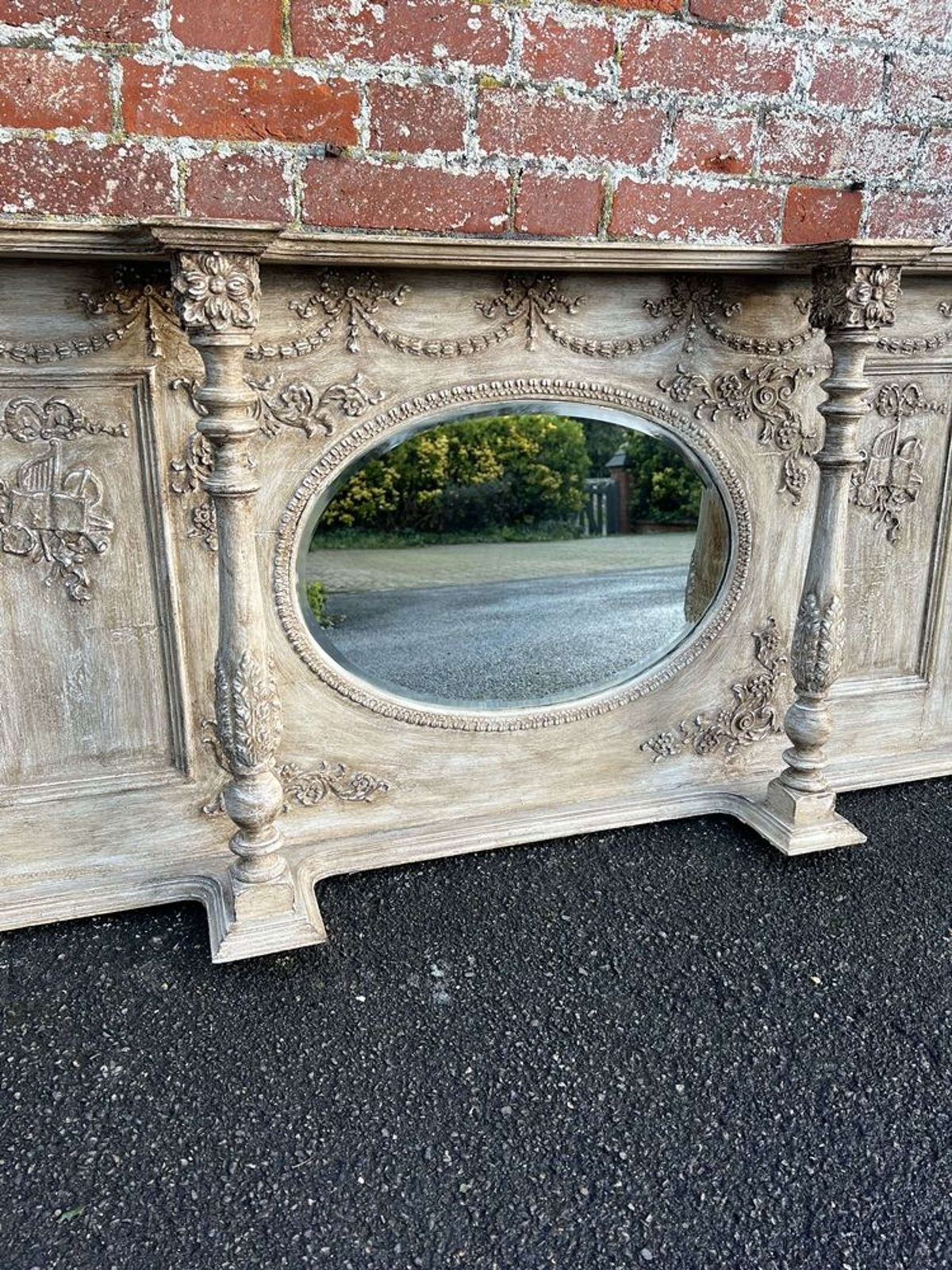 A Fabulous Antique 19th C English Painted Overmantle Mirror. photo Home Decor