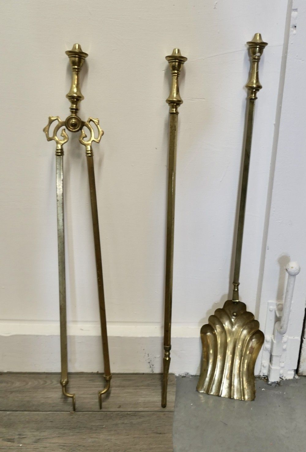 Set Of Arts And Crafts Brass Fireside Tools photo furniture