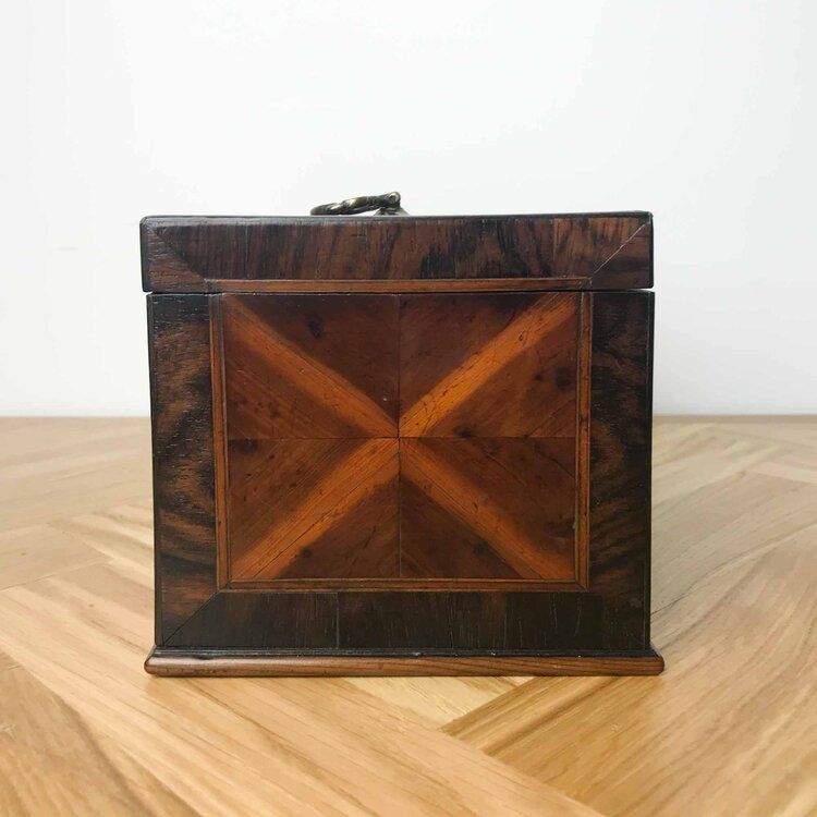 photo for sale Antique Tea Caddy In Mahogany And Amboyna Veneer, C1800