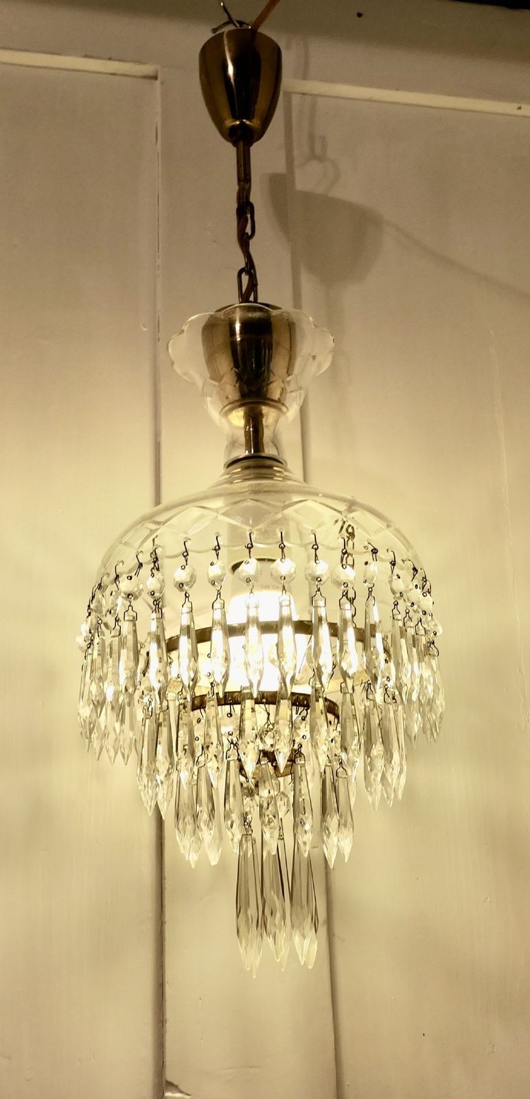 Large French Waterfall Crystal Chandelier photo for sale