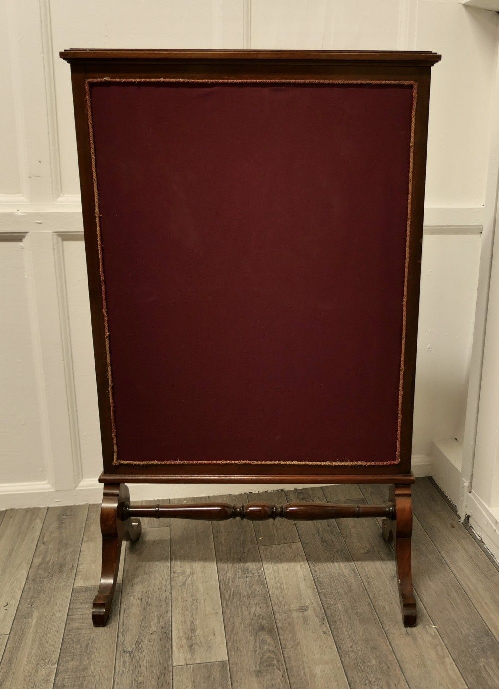 Victorian Hand Embroidered Silk And Mahogany Fire Screen photo vintage