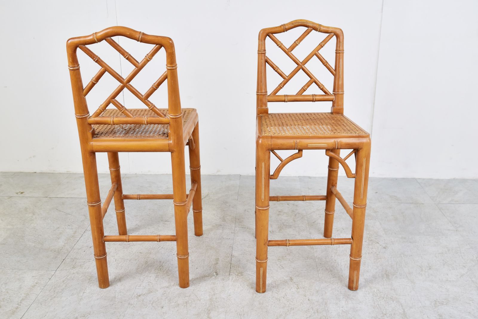 Pair Of Faux Bamboo Children Chairs, 1960s