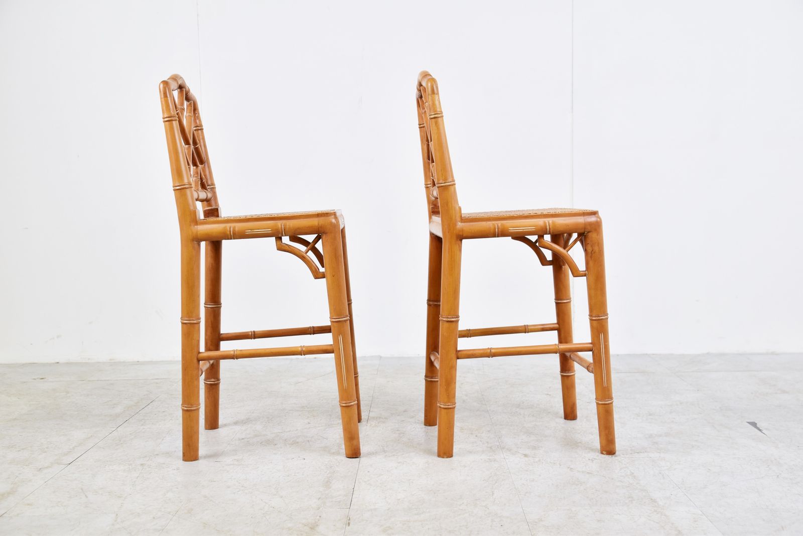Pair Of Faux Bamboo Children Chairs, 1960s photo vinterior