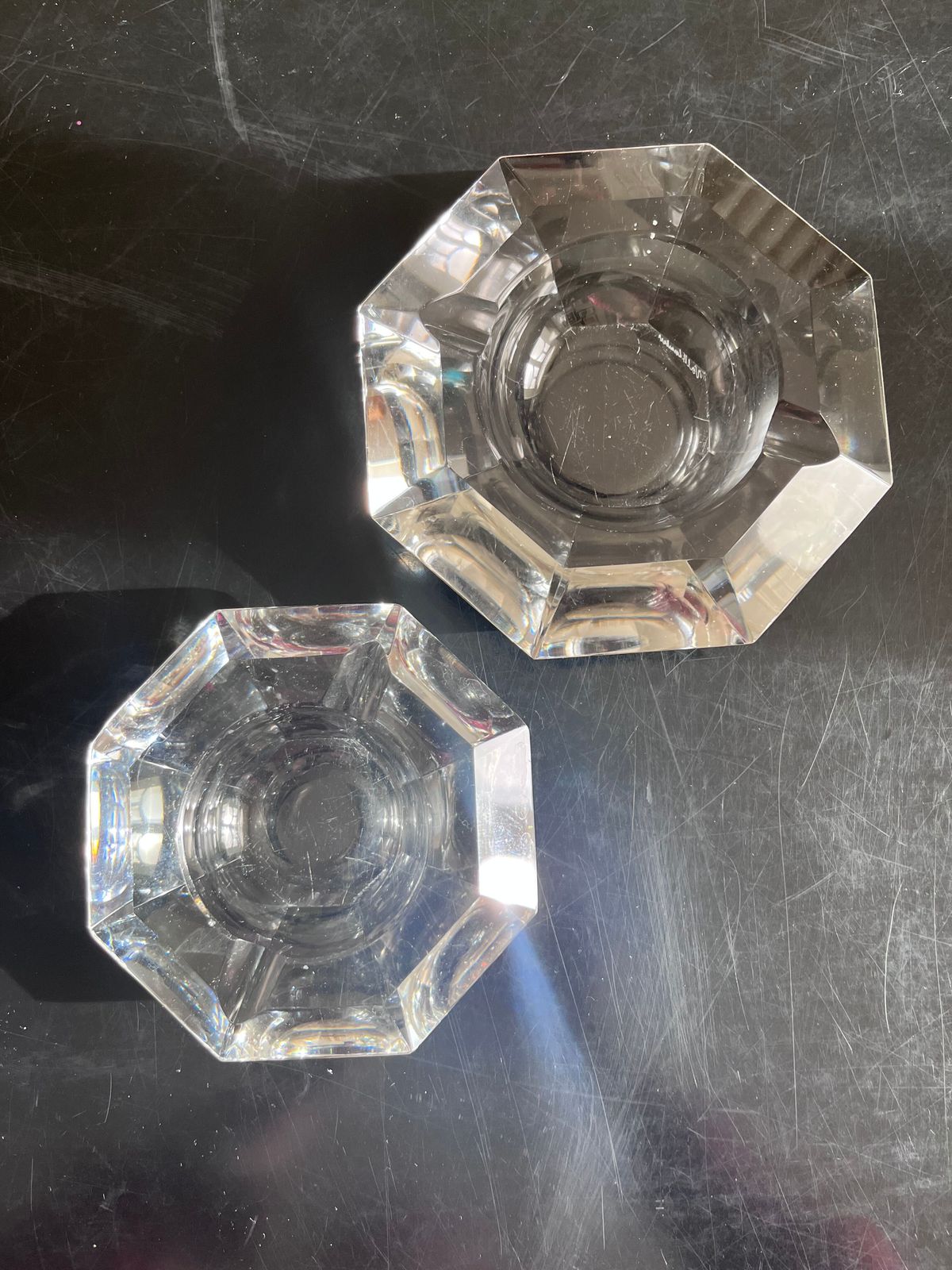 photo for sale Two Crystal Diamond Ashtrays, 1970s