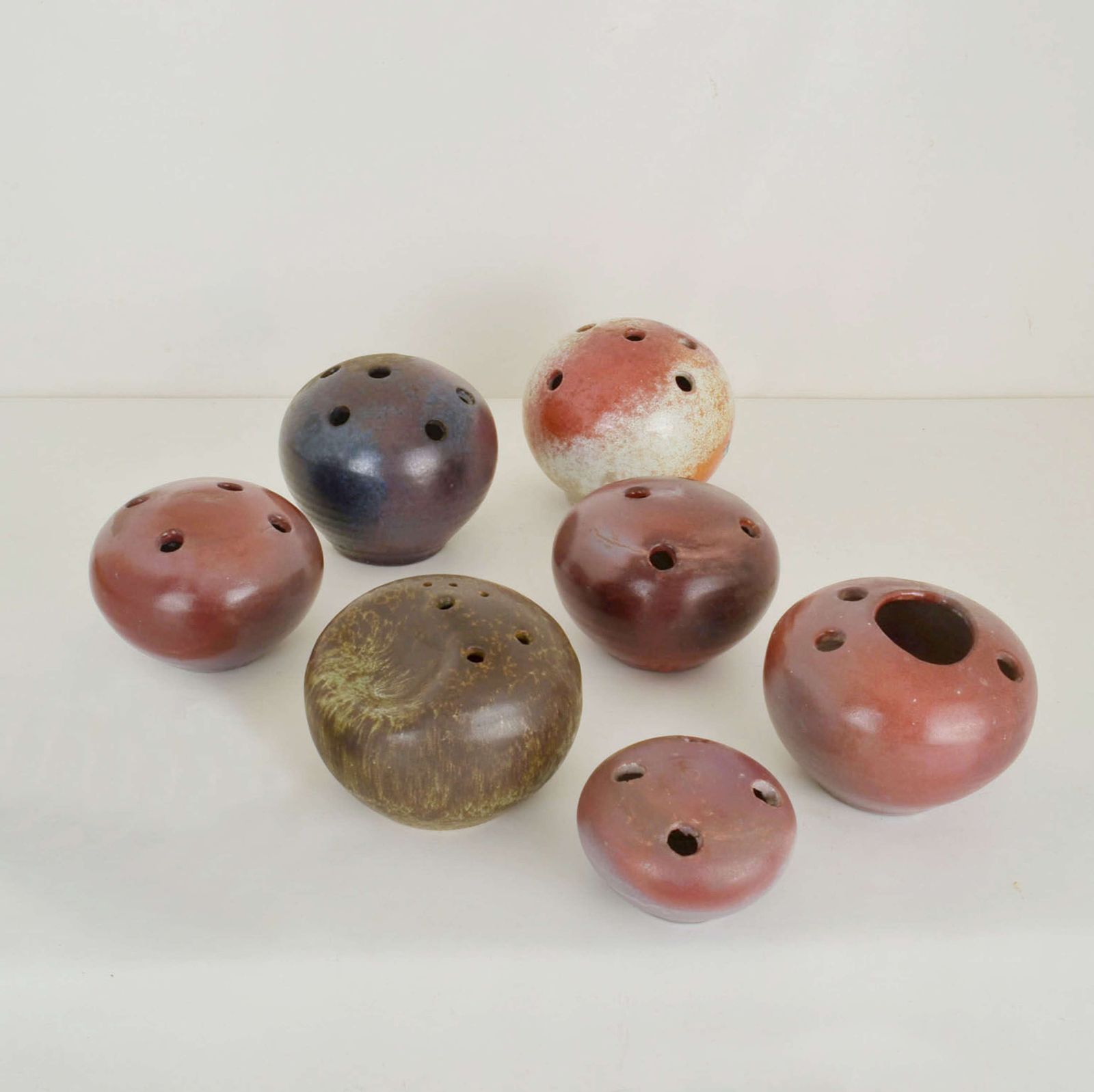 Group Of Mid Century Modern Organic Studio Ceramic Ball Vases photo vintage