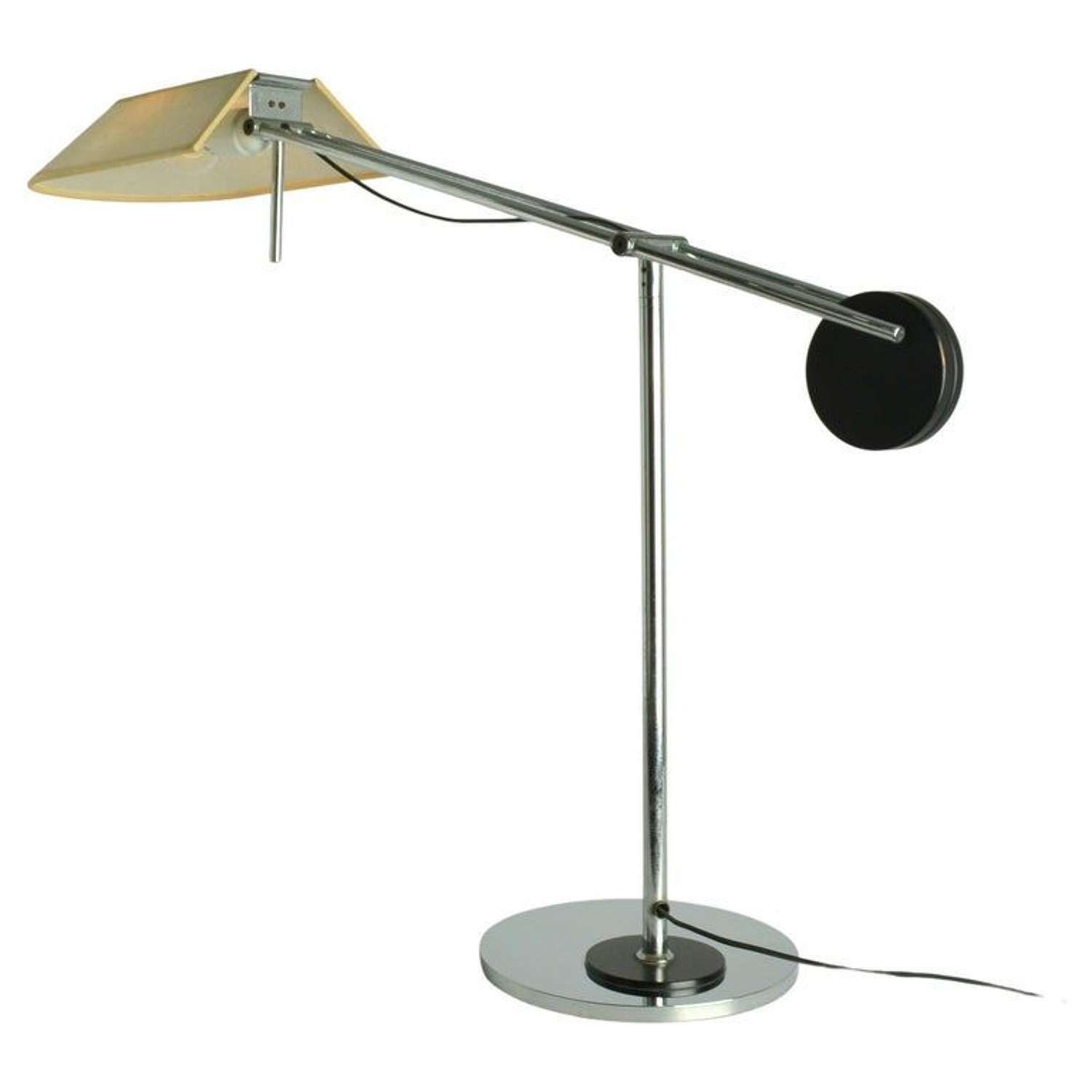 Minimalist Black And Chrome Table Lamp, Counter Balance Swiss 1970's