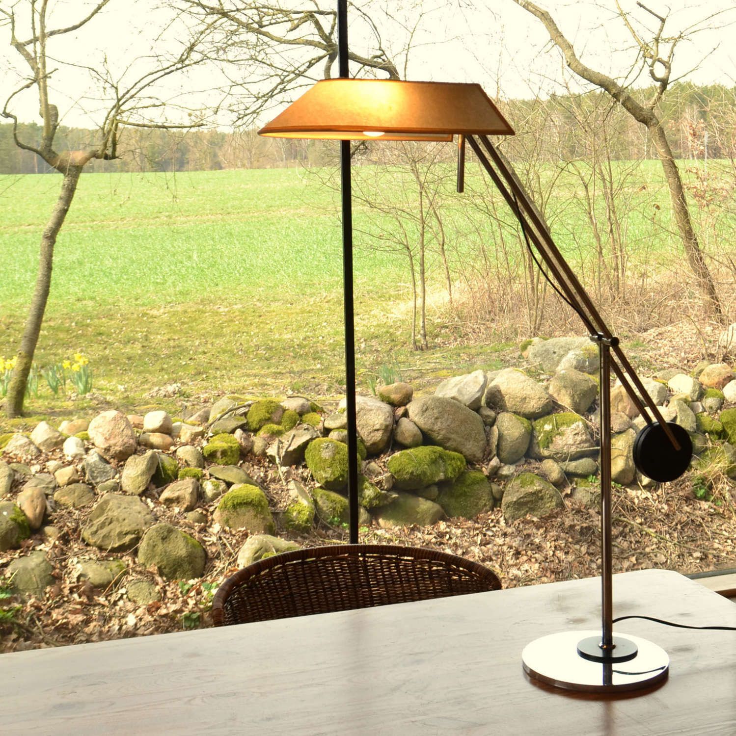 Minimalist Black And Chrome Table Lamp, Counter Balance Swiss 1970's photo furniture