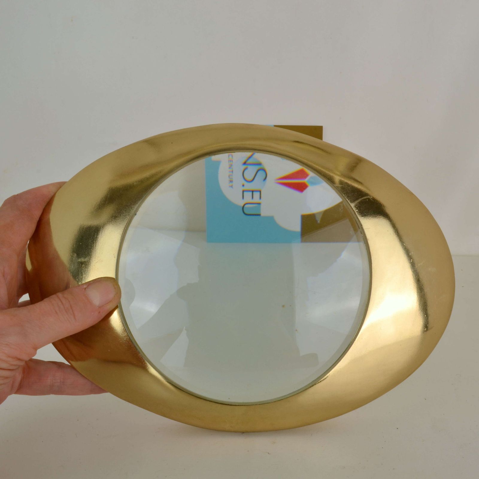 Large Decorative Brass Magnifying Glass Lens And Paper Weight photo for sale
