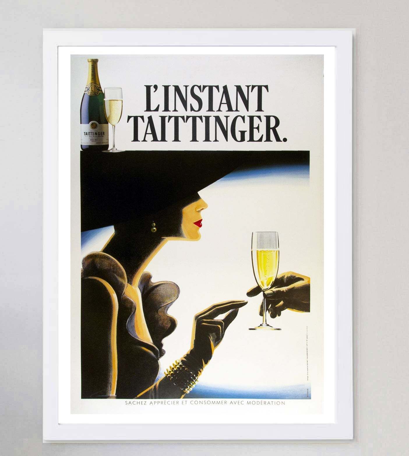 L'instant Taittinger Champagne Original Vintage Poster photo for sale