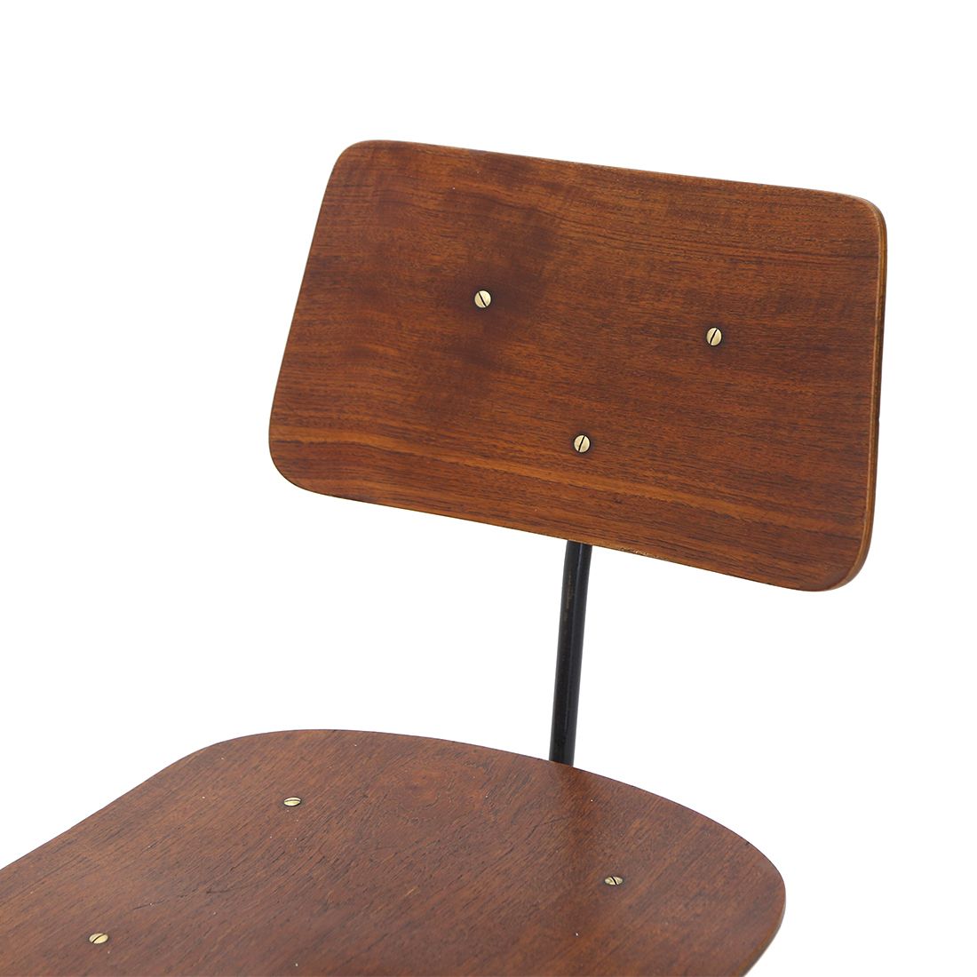4 Chairs In Curved Plywood And Metal, 1950s photo vintage