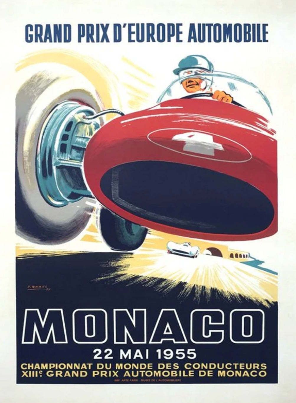 1955 Monaco Grand Prix Original Vintage Poster