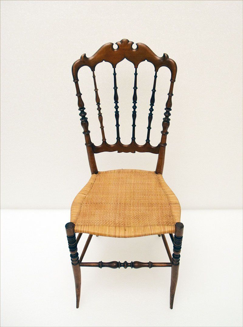 Chiavarina Chairs In Cherry Wood With Straw Seat, 1920s, Set Of 4 photo vinterior