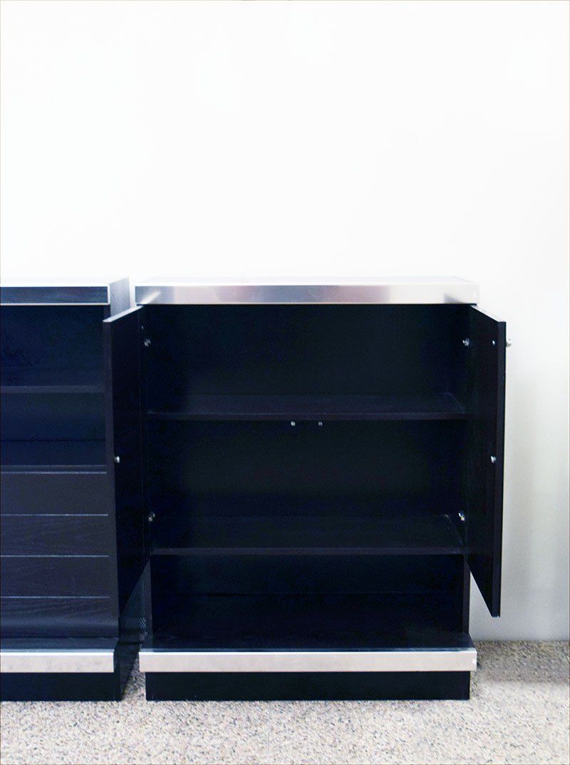 Modular Sideboard In Wengé Wood, Steel And Mirror From Sormani, 1970s, Set Of 3 photo vintage