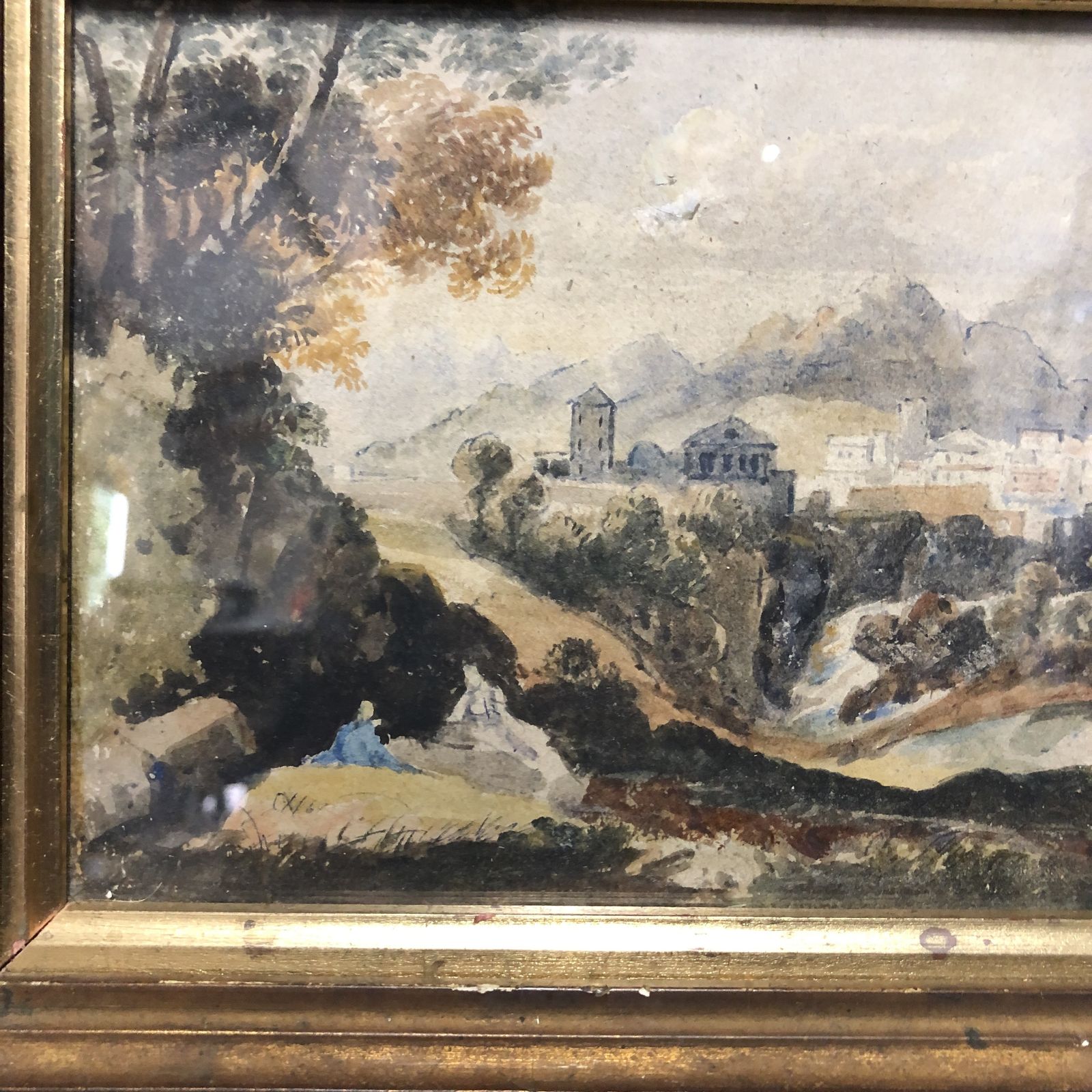 19th Century Watercolour In Giltwood Frame photo for sale