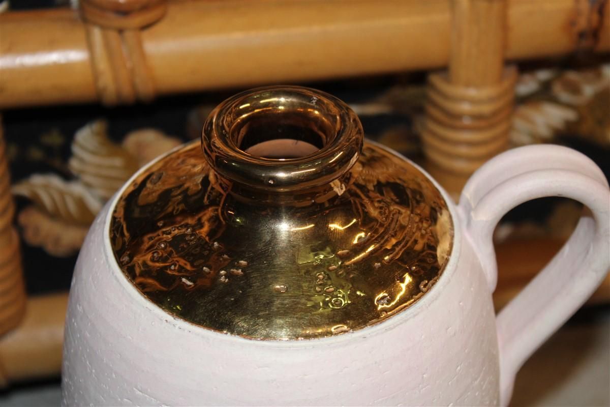Italian Vase Ceramic Gold 24kt Bitossi Aldo Londi 1970 photo Home Decor
