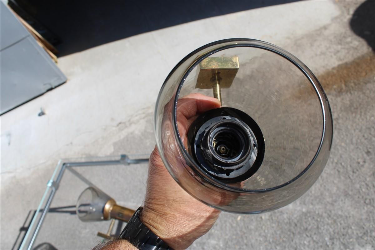 Pair Wall Lights Mid Century Italian Design Brass Parts And Murano Glass 1950s photo buy