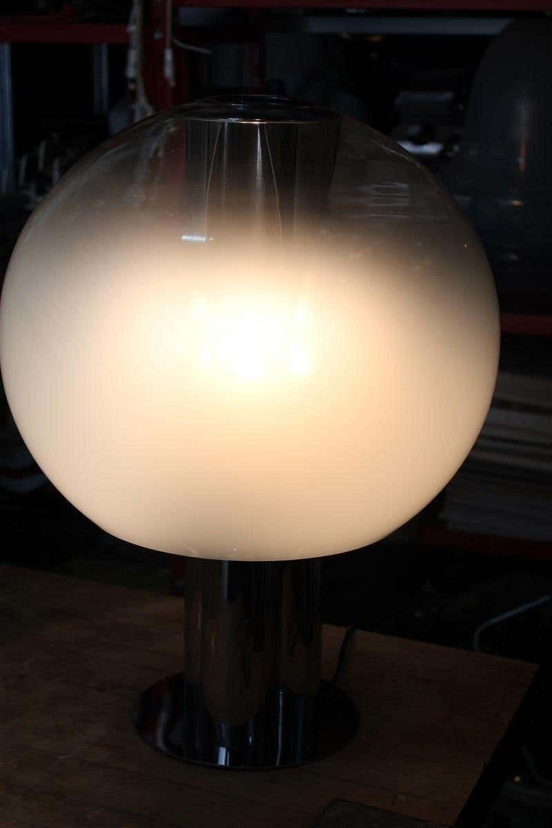 Lighting Italian Table Lamp Pop Art Selenova Steel And Murano Glass 1970s photo