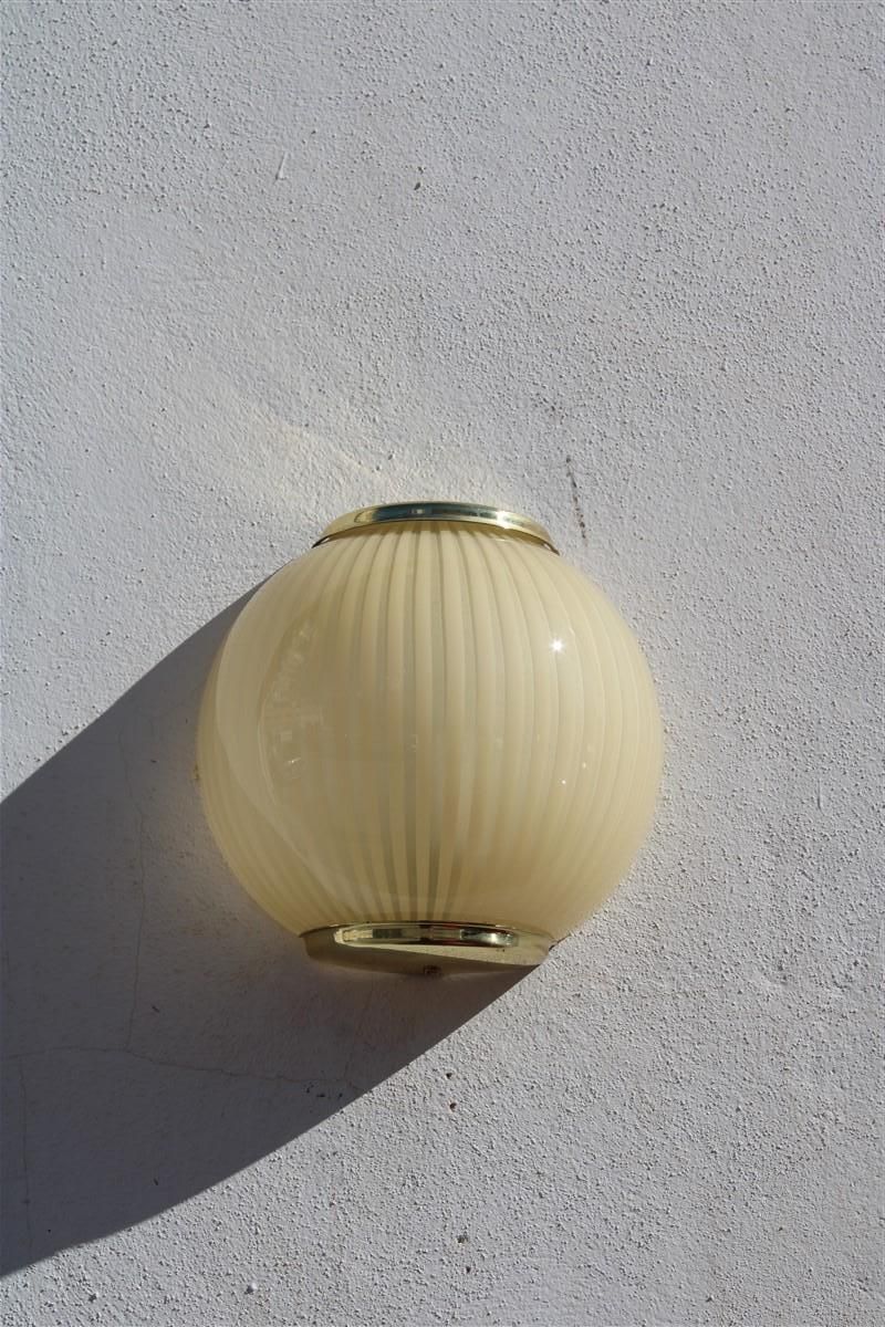 Veart Round Wall Light Gold Murano Glass Brass Parts 1970s Italy photo for sale