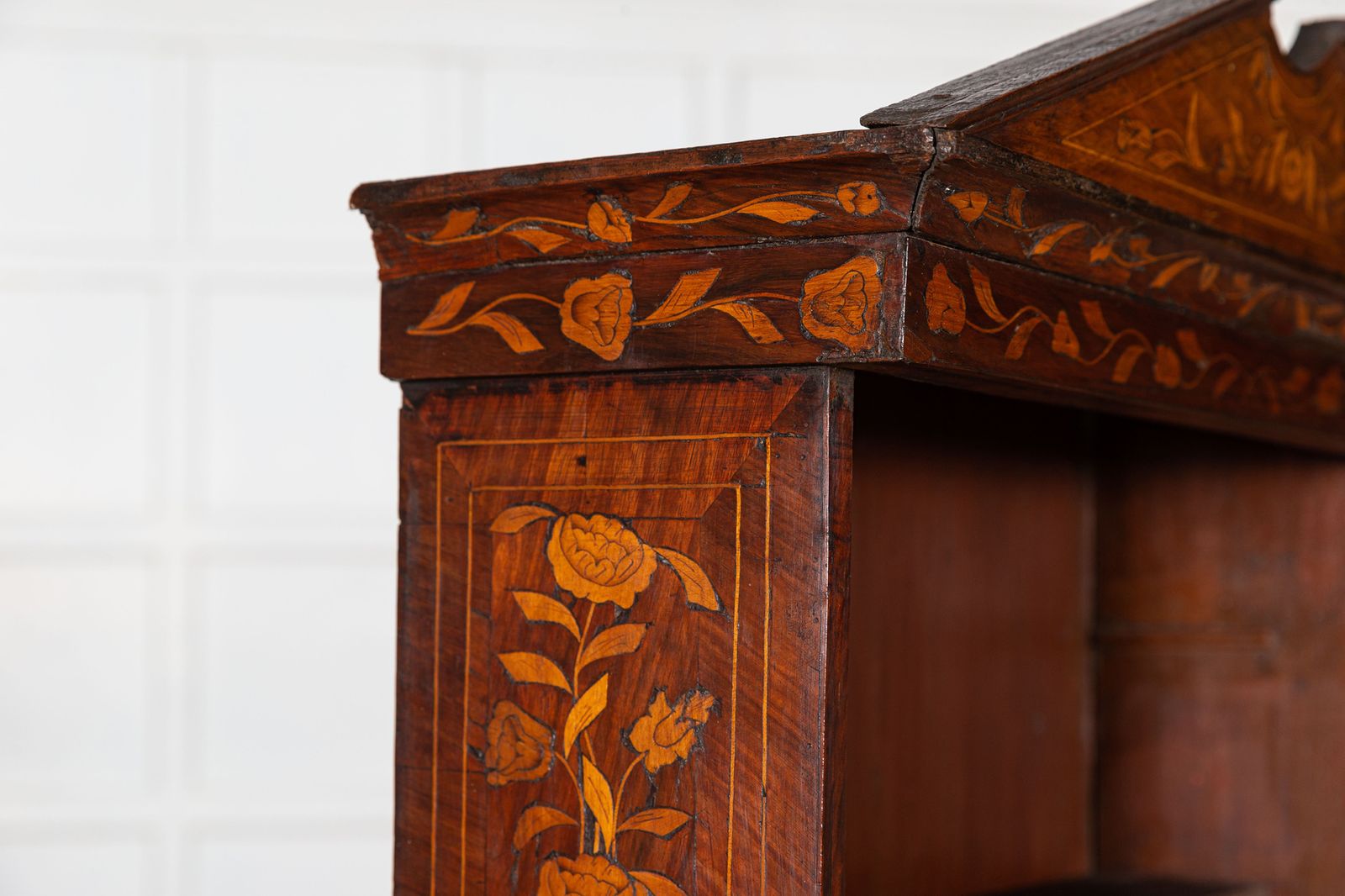 photo furniture 19th Century Dutch Mahogany Marquetry Inlaid Display Cabinet