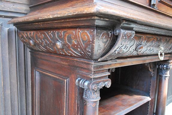 Antique Italian Oak Renaissance Revival Collectors Cabinet On Stand photo furniture