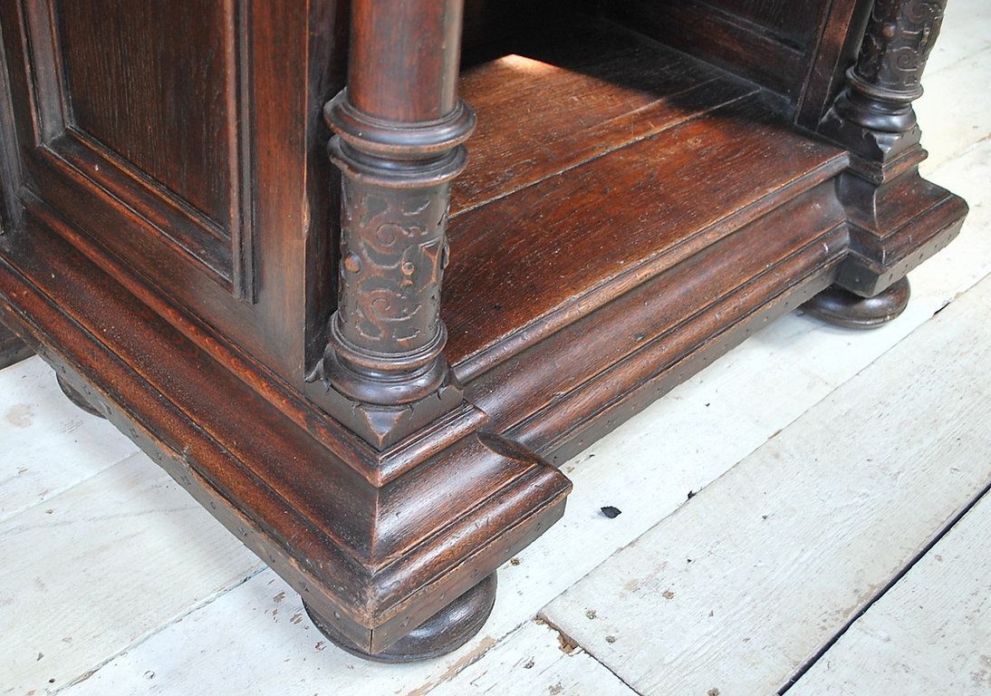 Antique Italian Oak Renaissance Revival Collectors Cabinet On Stand photo Furniture