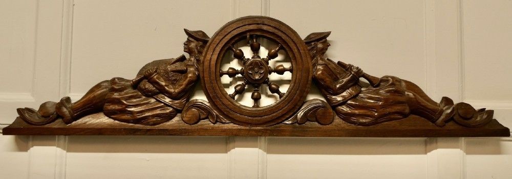 Bretton Carved Oak Decorative Pediment, Over Door