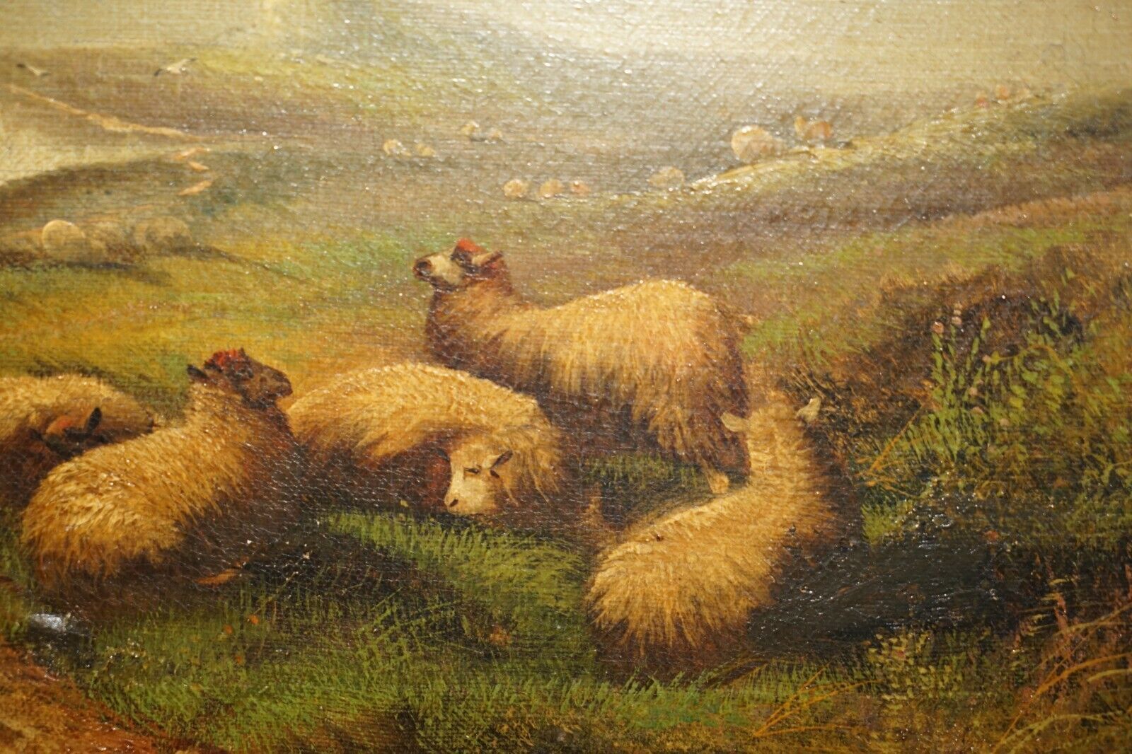 10000.0 Pair Of Antique Original John W Morris 1865 1924 Landscape Sheep Oil Paintings photo