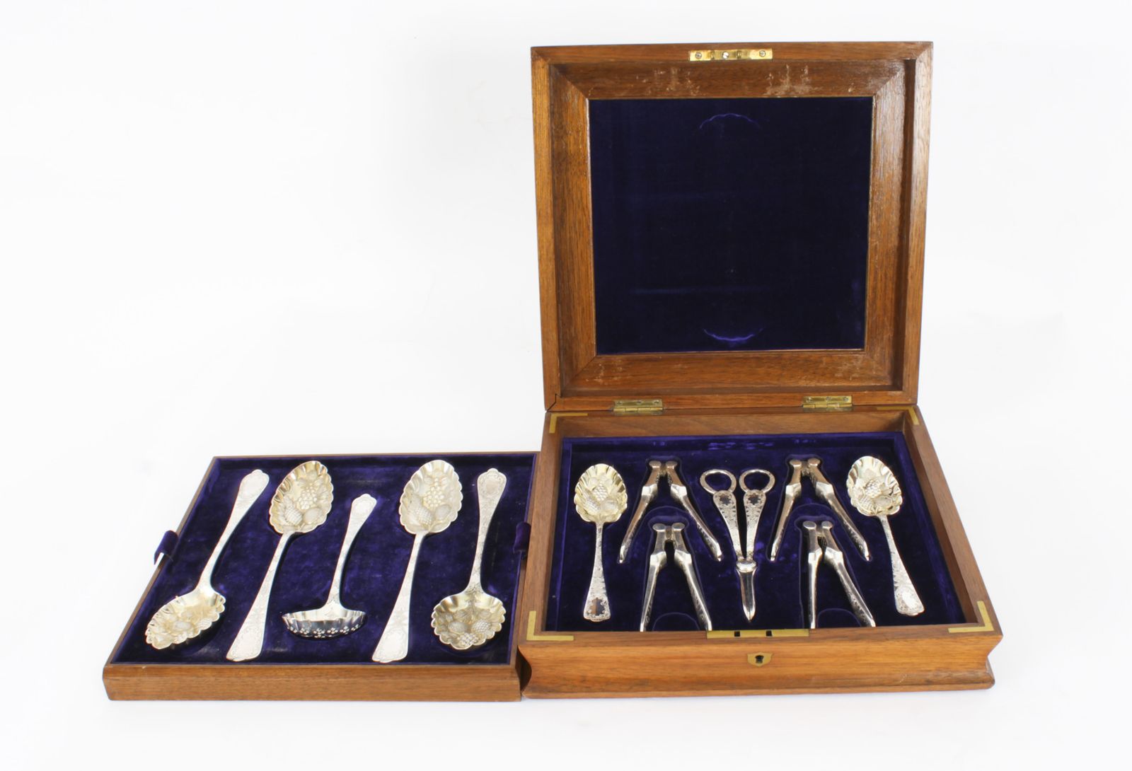 Antique Boxed Fruit Set Spoons, Nutcrackers, Grape Scissors Hukin & Heath19th C photo furniture