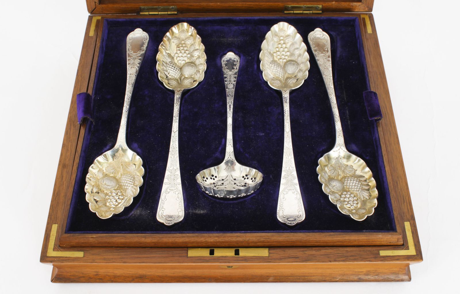 Antique Boxed Fruit Set Spoons, Nutcrackers, Grape Scissors Hukin & Heath19th C photo 750.0