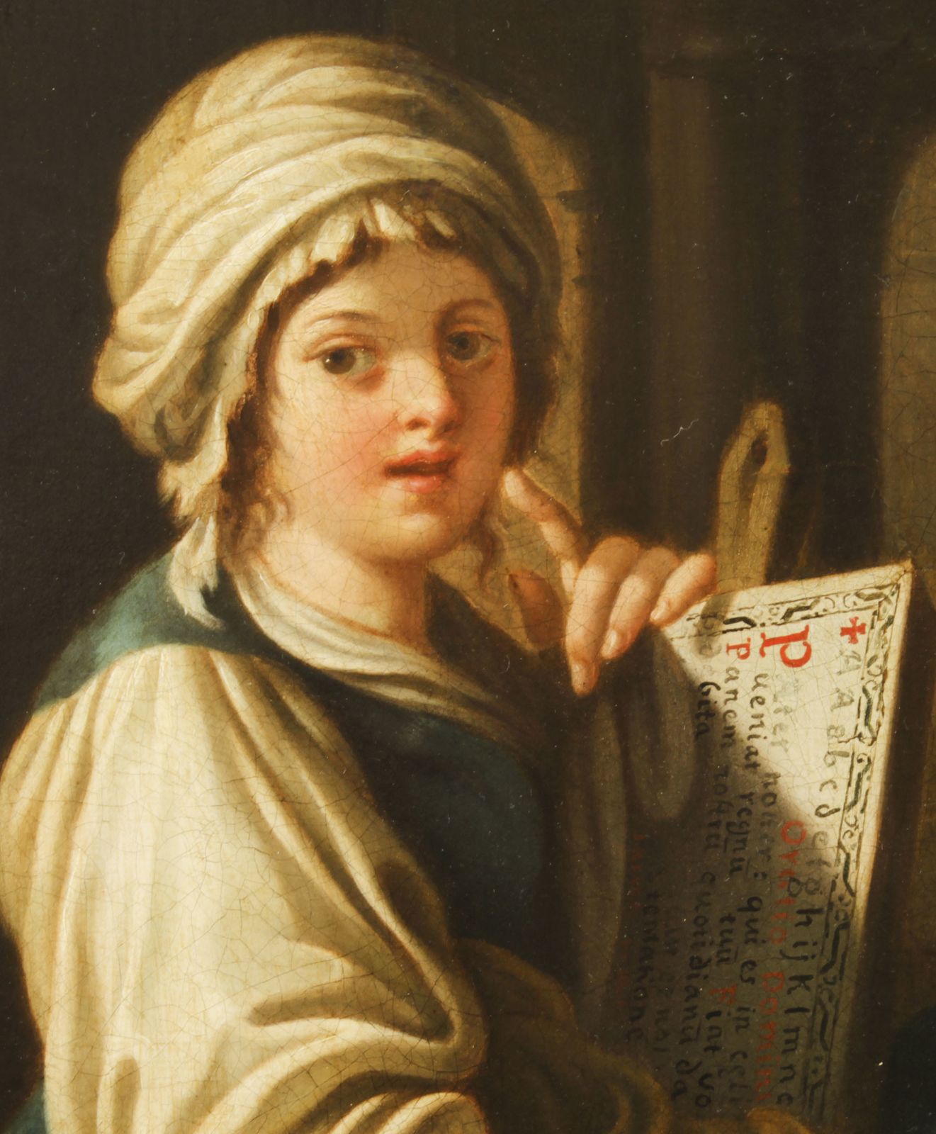 Antique Italian School Oil Painting "Young Lady Reading A Scroll"  19th C photo 1950.0