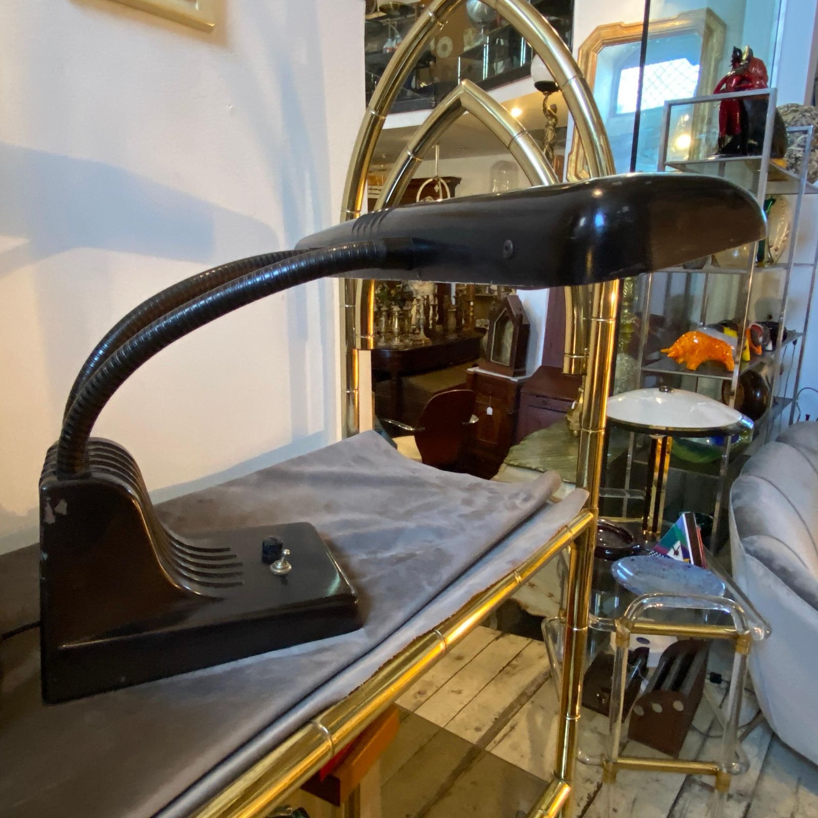 1960s Industrial Italian Metal Desk Lamp photo furniture
