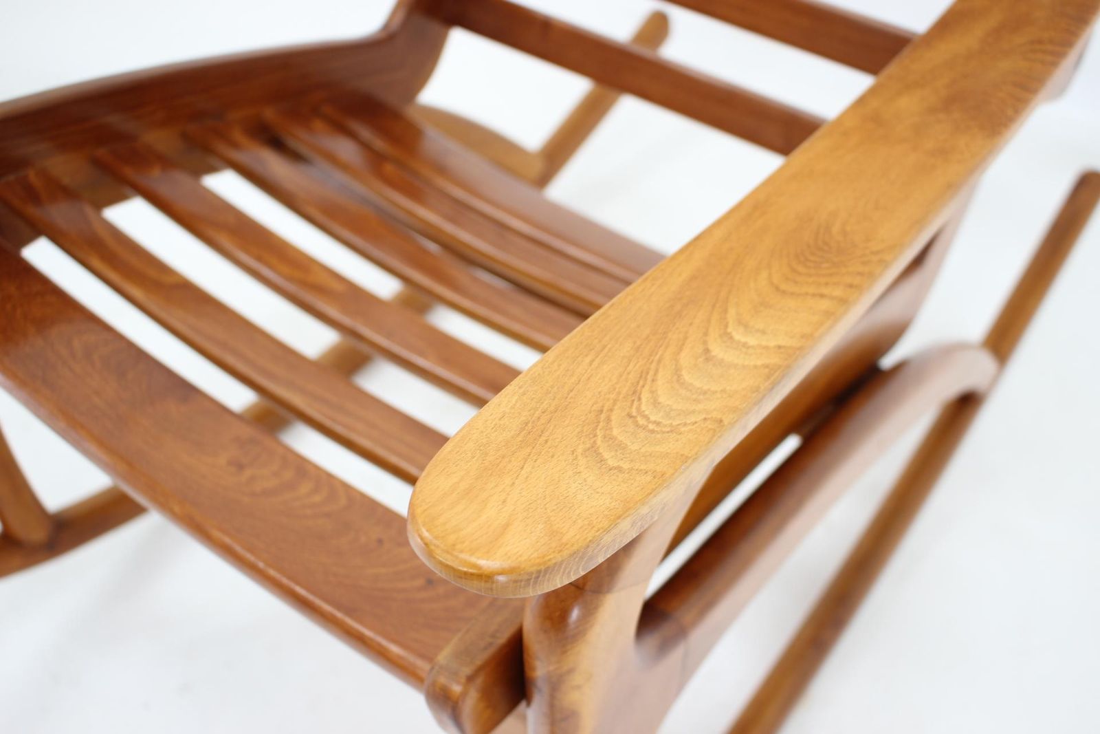 photo for sale 1960s Pair Of Rare Beech Rocking Chairs By Uluv, Czechoslovakia