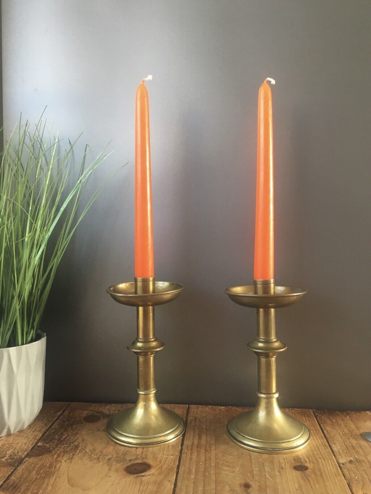 Pair Of English Antique Gothic Brass Altar Candlesticks Candle Holders Pugin photo furniture