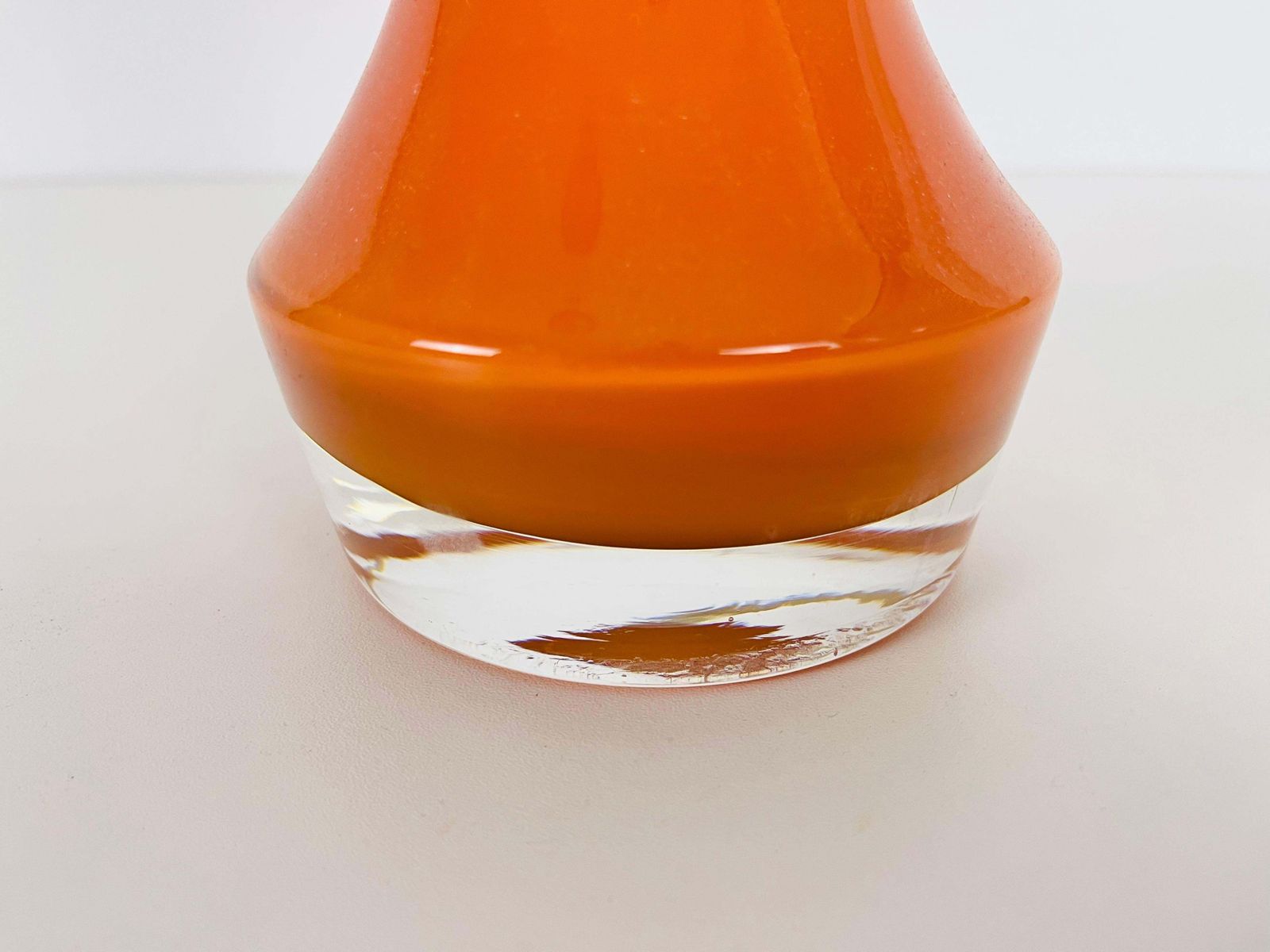 Mid Century Orange Glass And Fabric Shade Table Lamp, 1960s photo buy