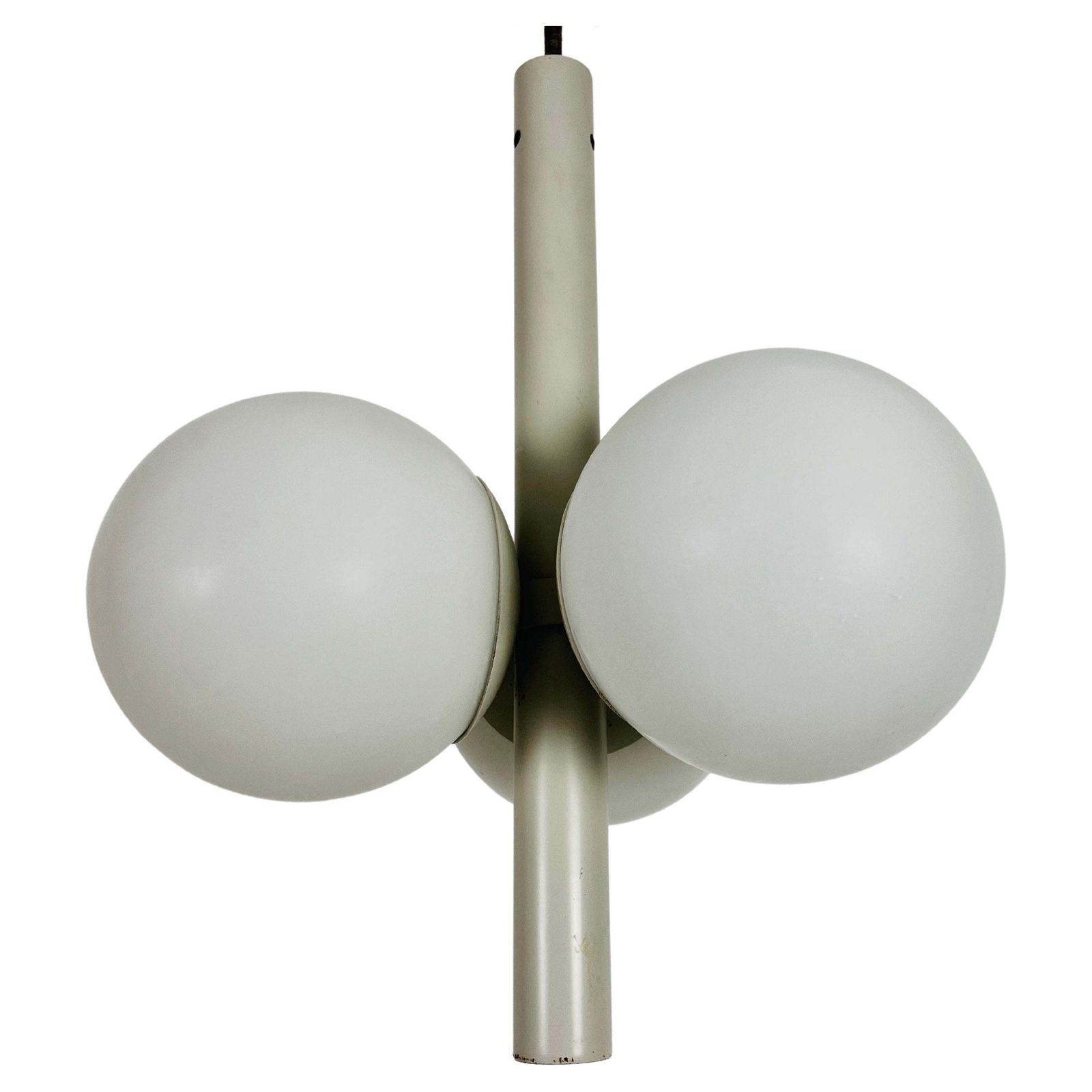 Mid Century Modern Golden White 3 Arm Space Age Chandelier, 1960s, Germany