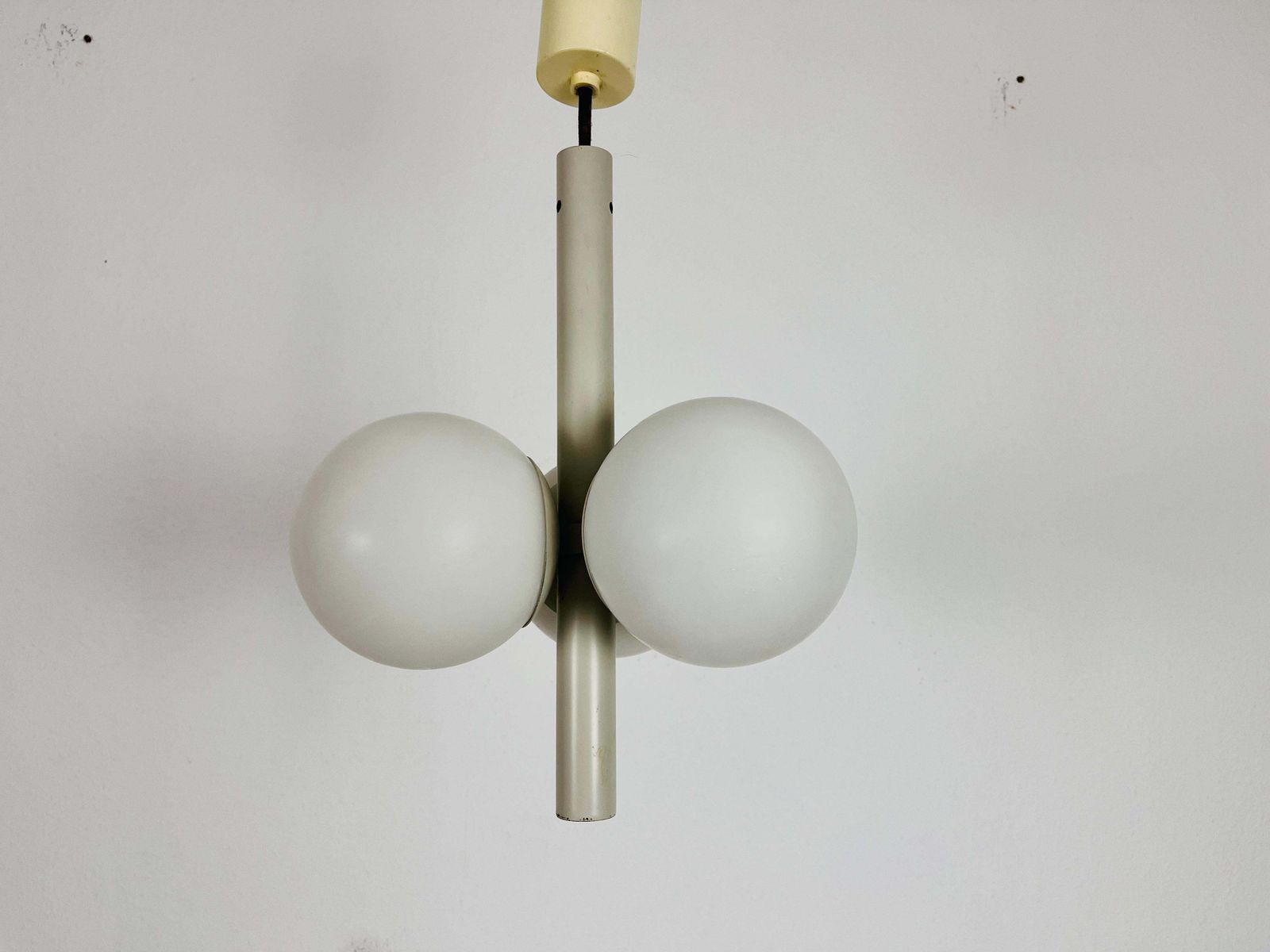 Mid Century Modern Golden White 3 Arm Space Age Chandelier, 1960s, Germany photo 1151.0