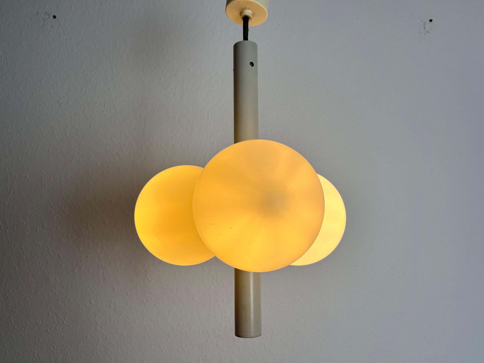 Mid Century Modern Golden White 3 Arm Space Age Chandelier, 1960s, Germany photo buy