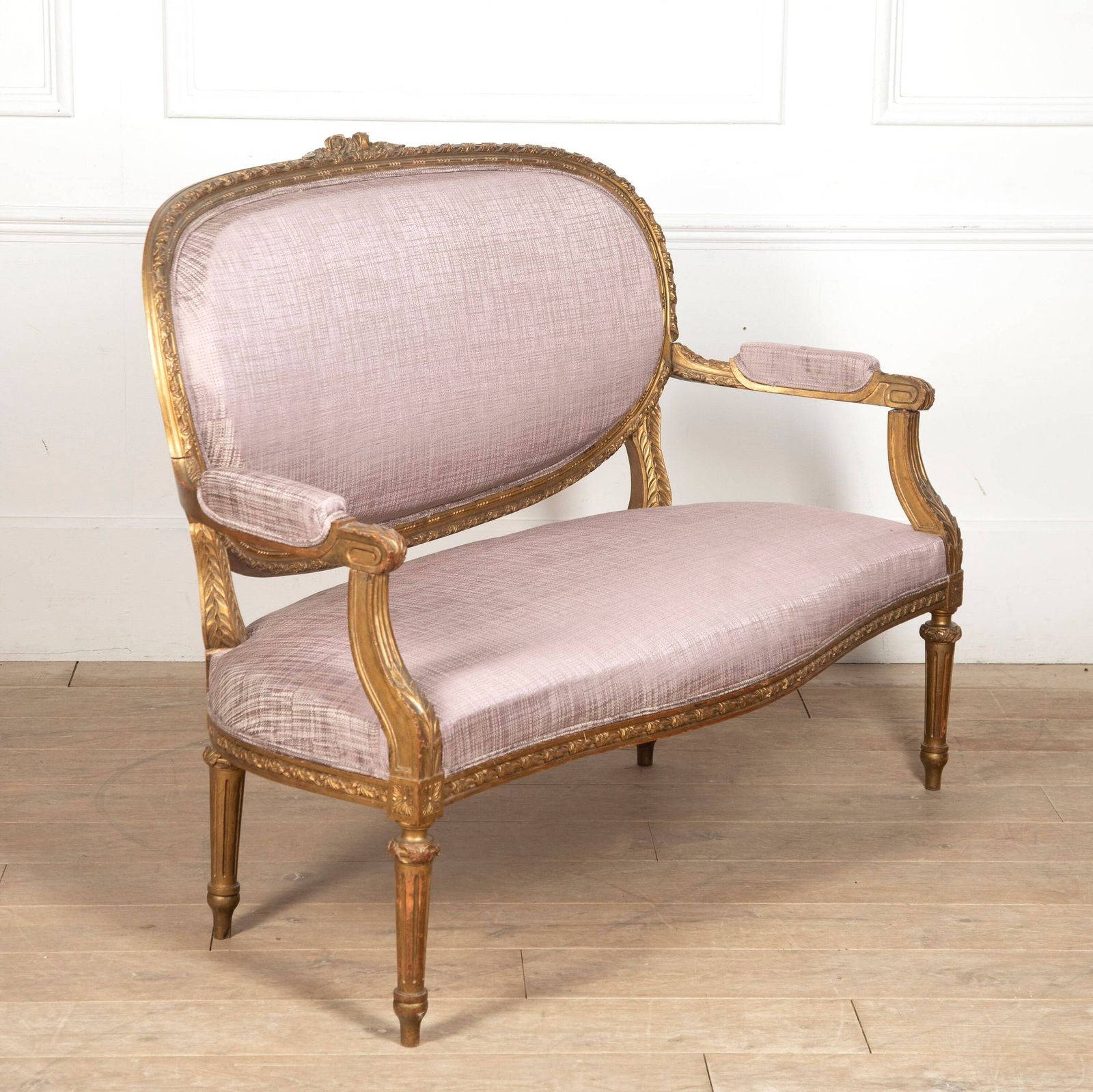 Stunning Antique Vintage French Regency Style 20th Century Reupholstered Sofa photo furniture