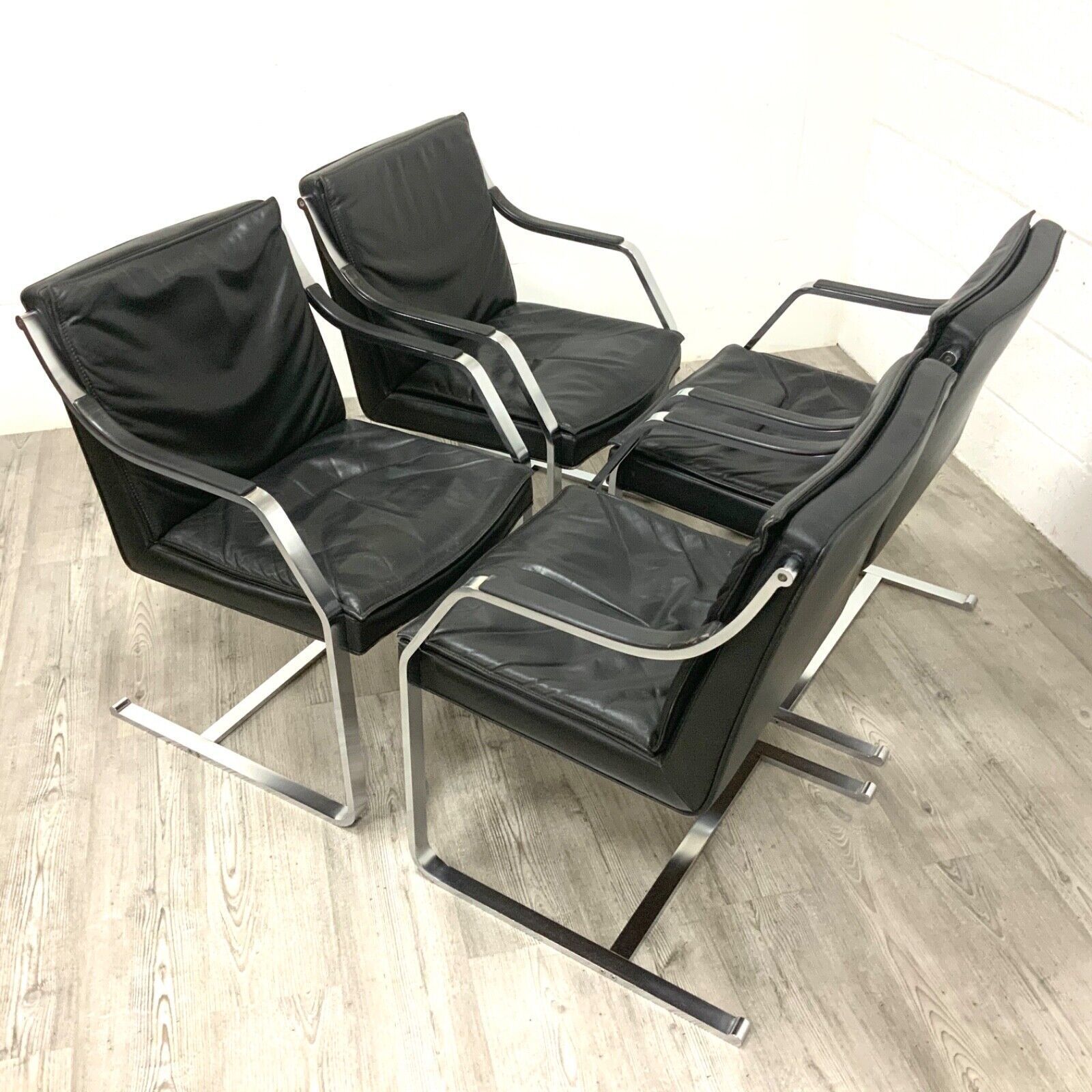 Leather Office Chair Designed By Rudolf Glatzel For Walter Knoll 1970s Set Of 4 photo for sale