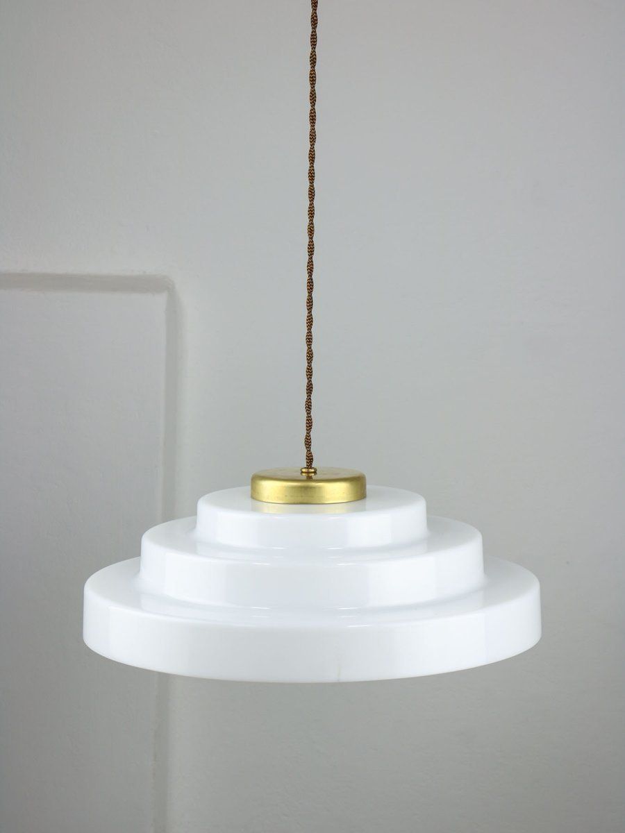 Mid Century Cascade Brass And Acrylic Glass Pendant Lamp