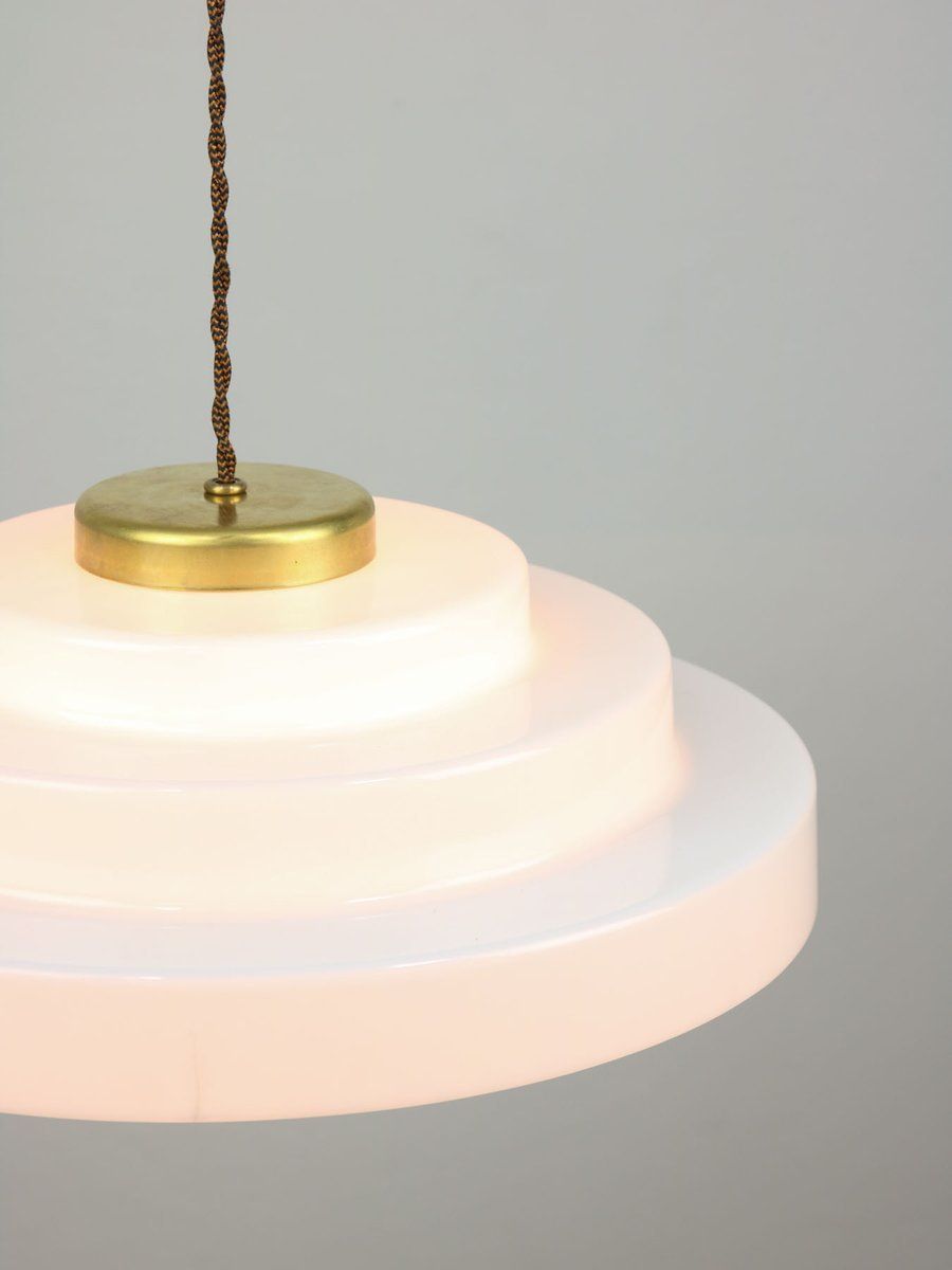 Mid Century Cascade Brass And Acrylic Glass Pendant Lamp photo for sale