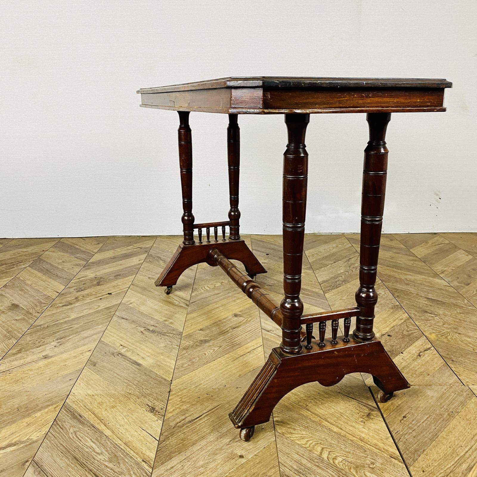 Antique English Mahogany Console On Castors, 19th Century