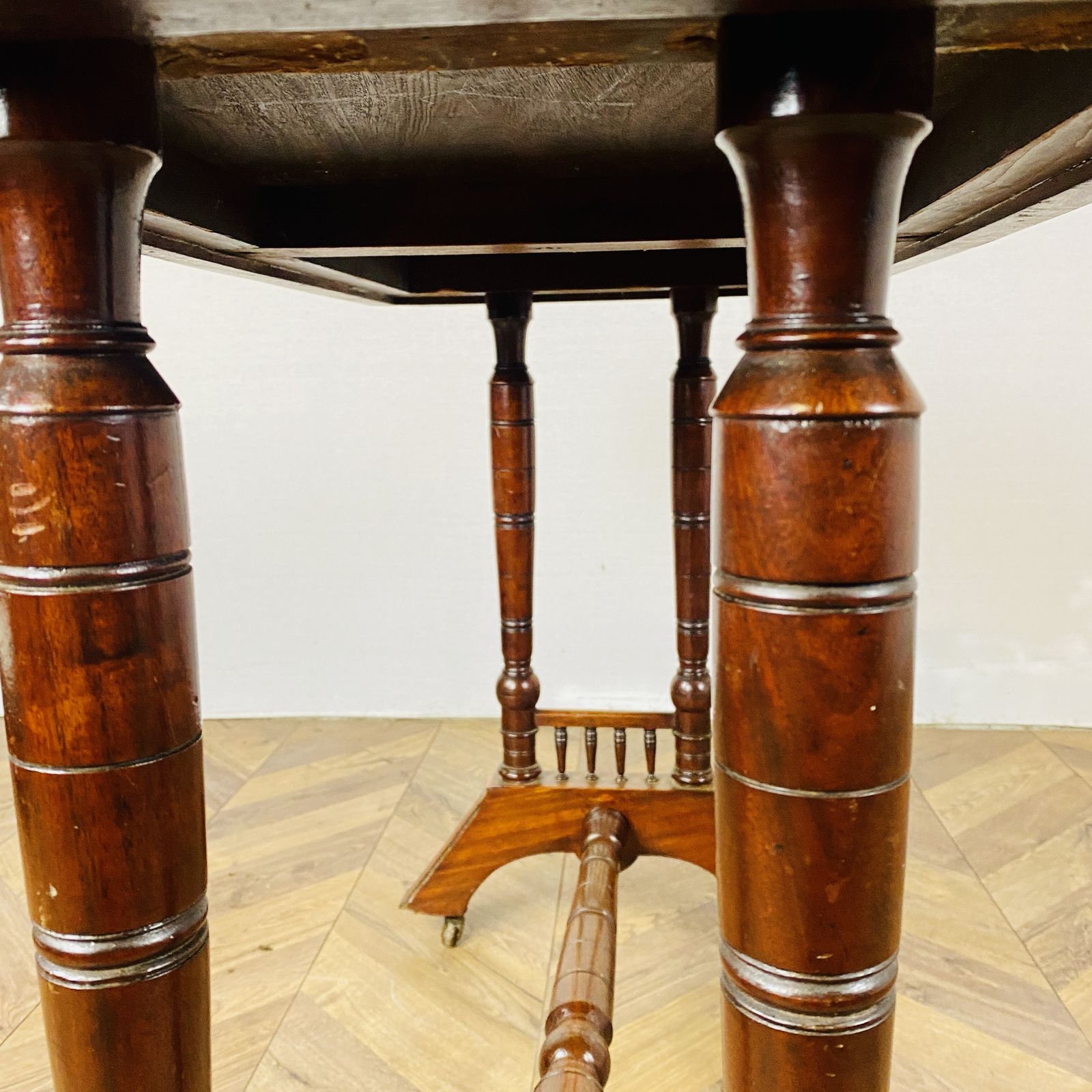 Furniture Antique English Mahogany Console On Castors, 19th Century photo