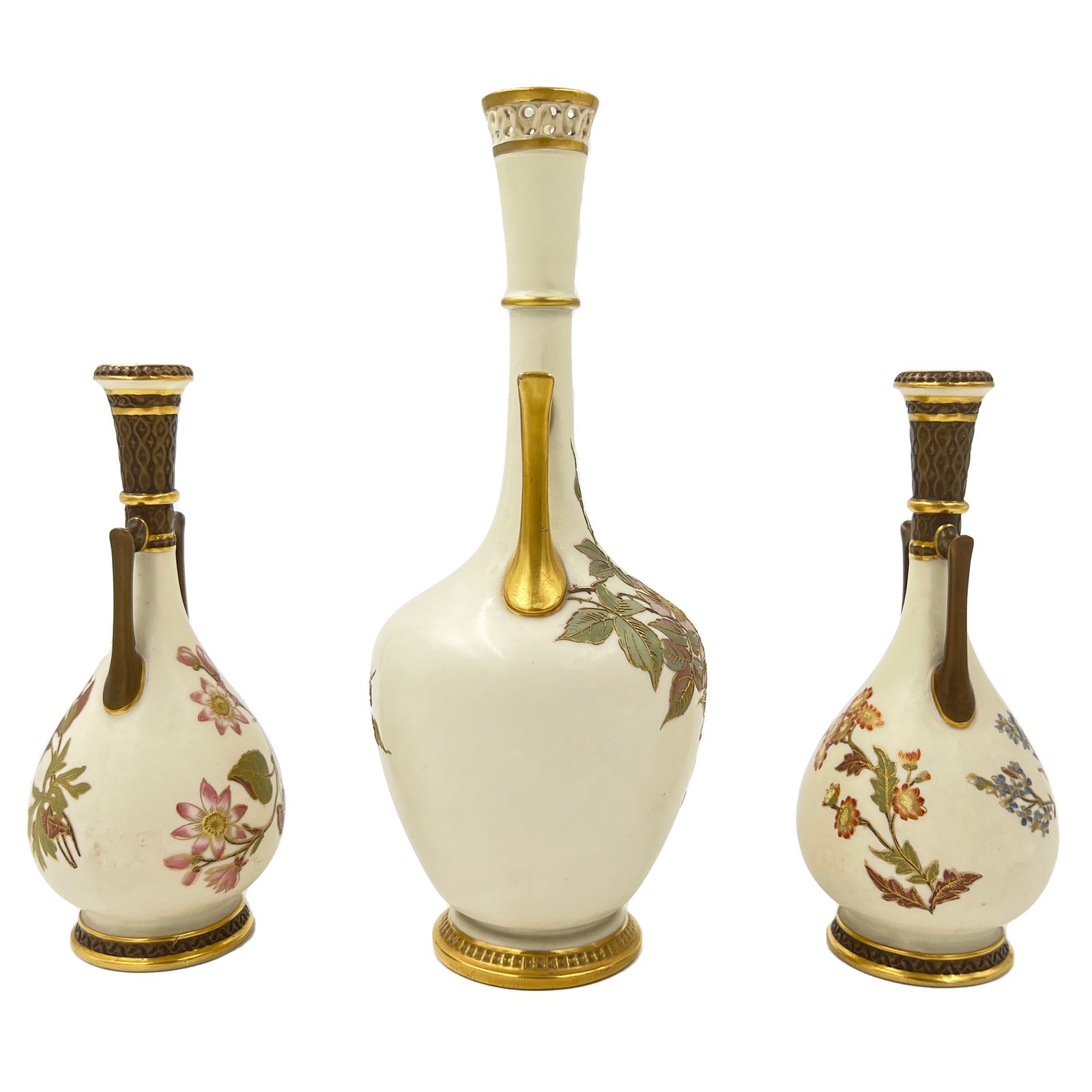A Fine Set Of Three Porcelain Royal Worcester Vases photo Home Decor