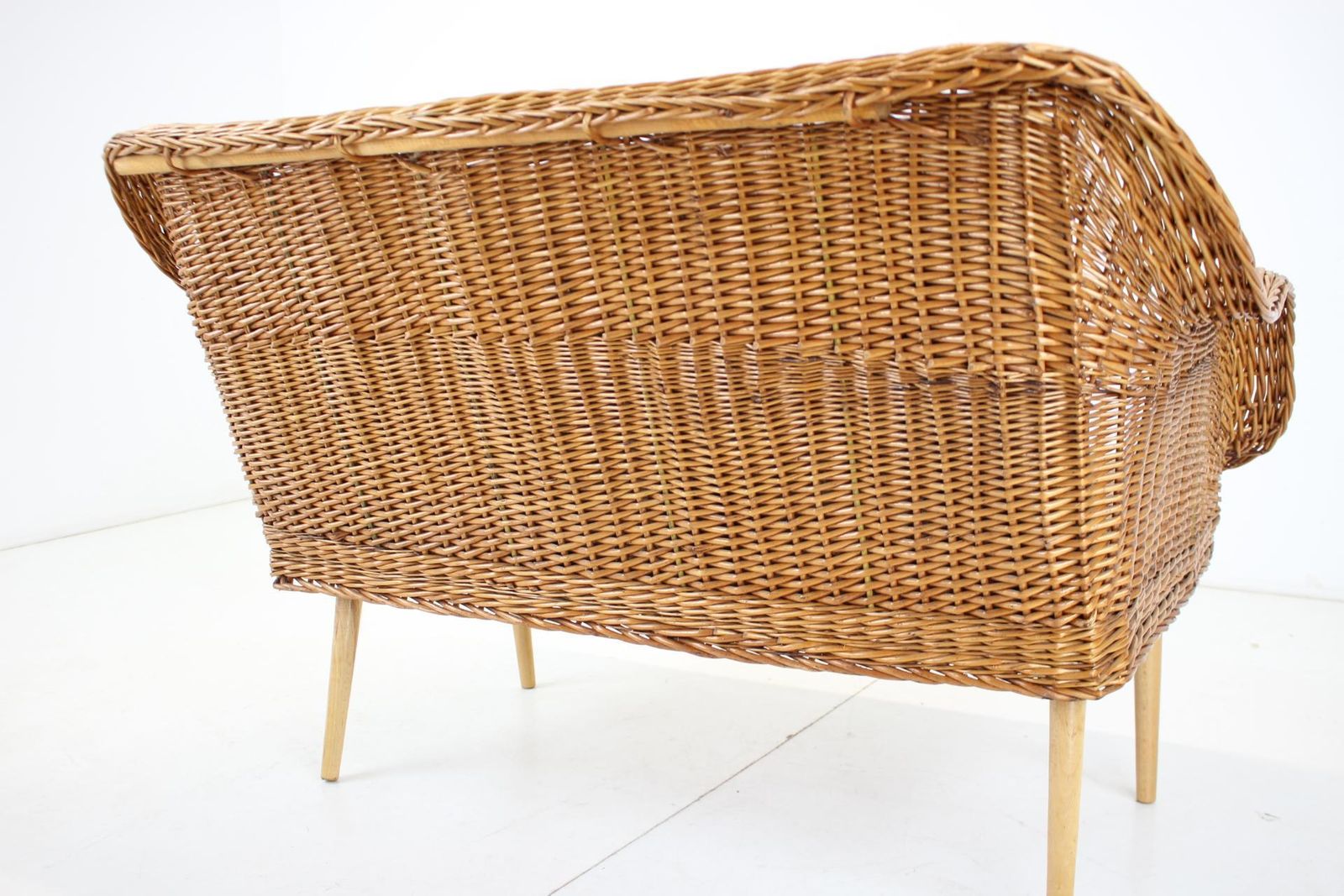 1970s Two Seater Rattan Sofa By Uluv, Czechoslovakia photo vinterior